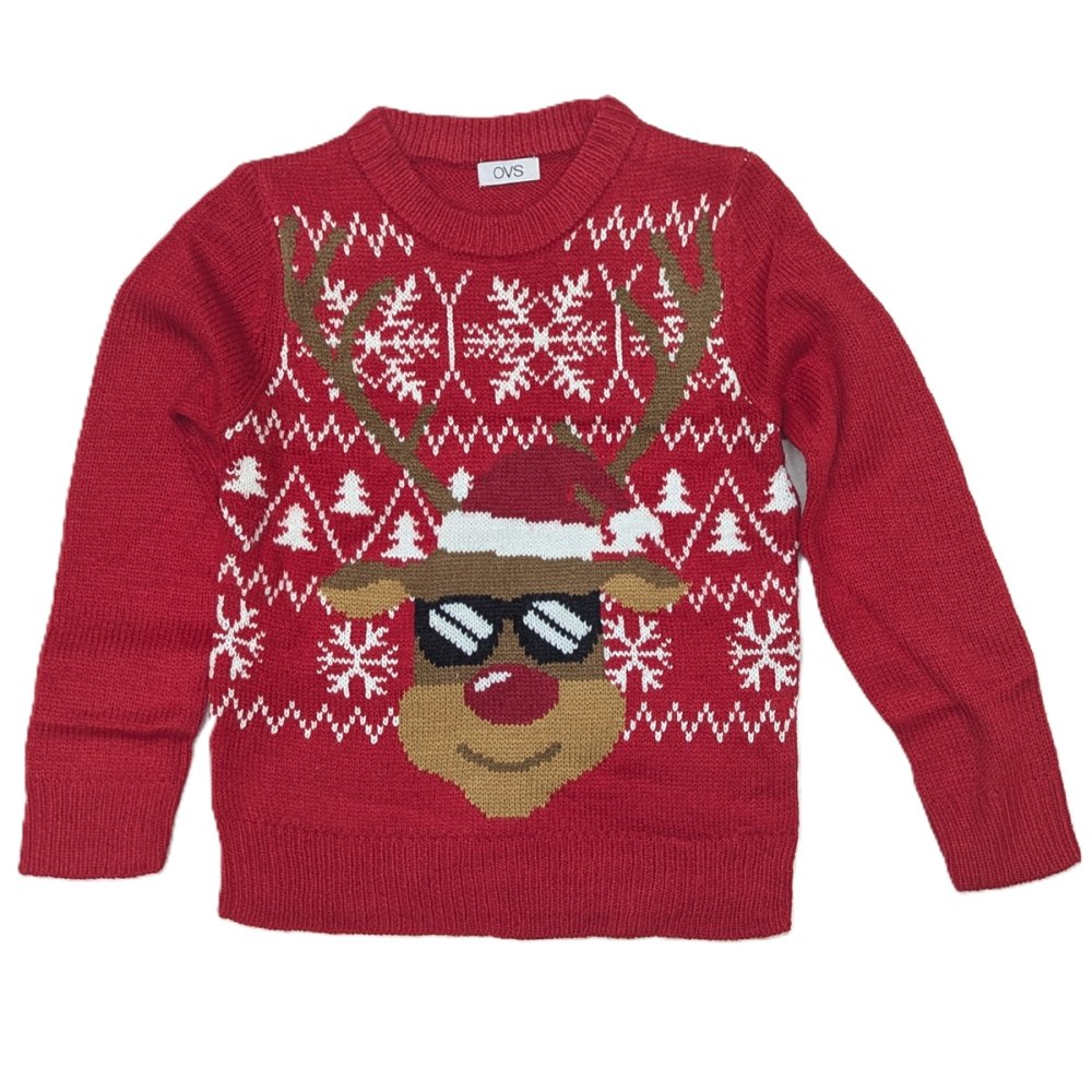 OVX01: Kids Knitted Christmas Reindeer Jumper (4-12 years) OVX01: Kids Knitted Christmas Reindeer Jumper (4-12 years)